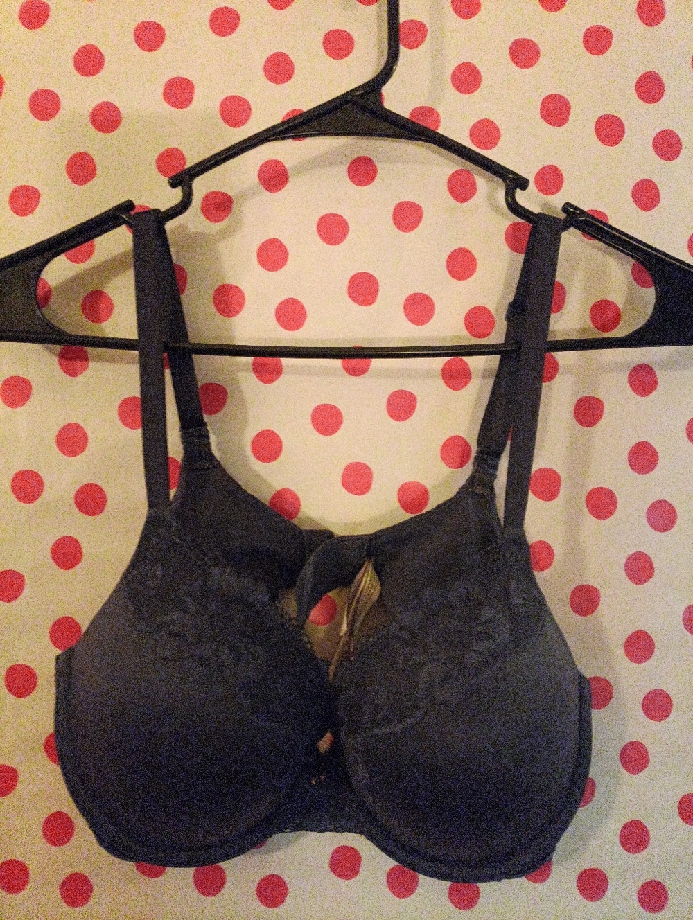 Body By Victoria Dark Blue Perfect Shape Bra 36C Smooth/Lace Underwire Adj Strap